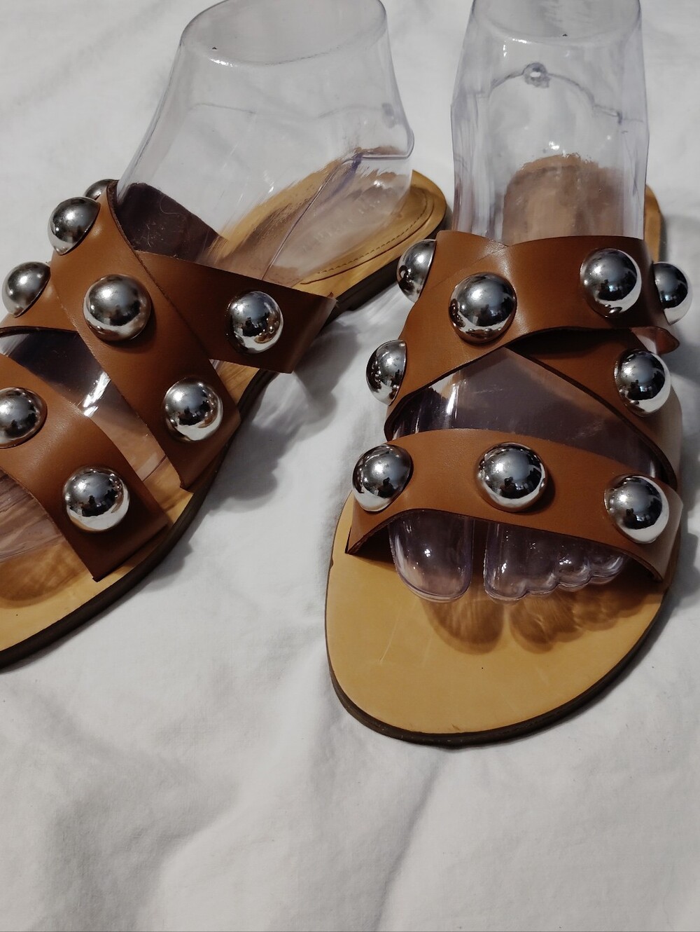 Marc Fisher Brown Silver Bell Sandals Size 8.5M